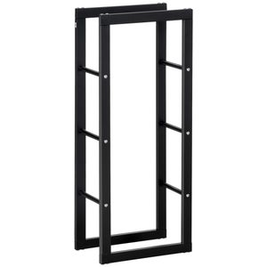 OUTSUNNY Porte bûches range bûches vertical en métal intérieur extérieur 50  x 30 x 100 cm noir pas cher 
