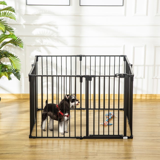 Barrière de sécurité parc enclos chien modulable pliable avec porte pin  acier