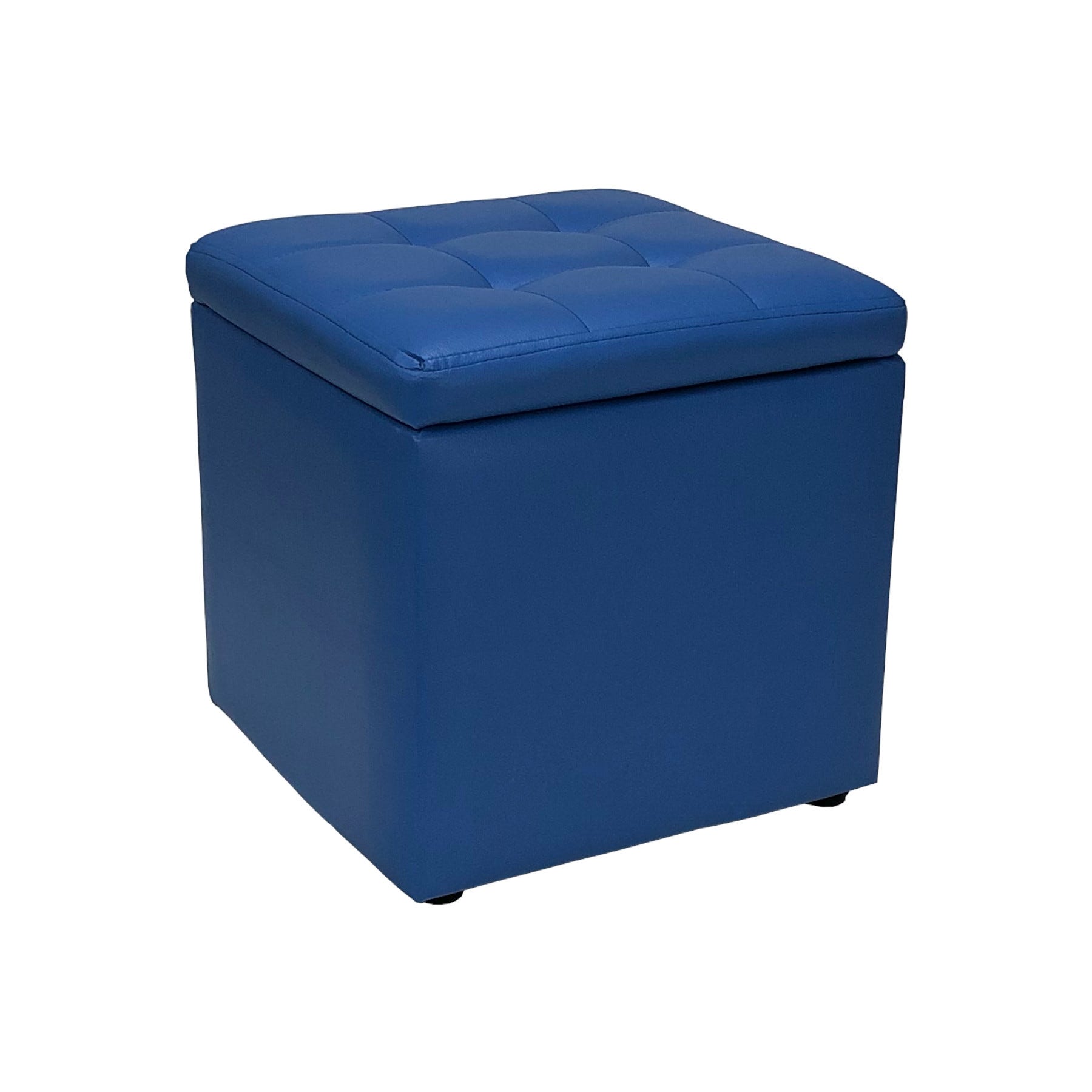 Pouf Contenitore Ecopelle Grande (Blu, Quadrato L45xP45xA45)