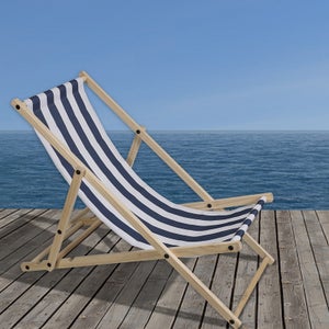 Relax Chaise Lounge Sedia solare 120 kg Sedia Comoda sedia pieghevole in legno  Blu Bianco 2 pezzi