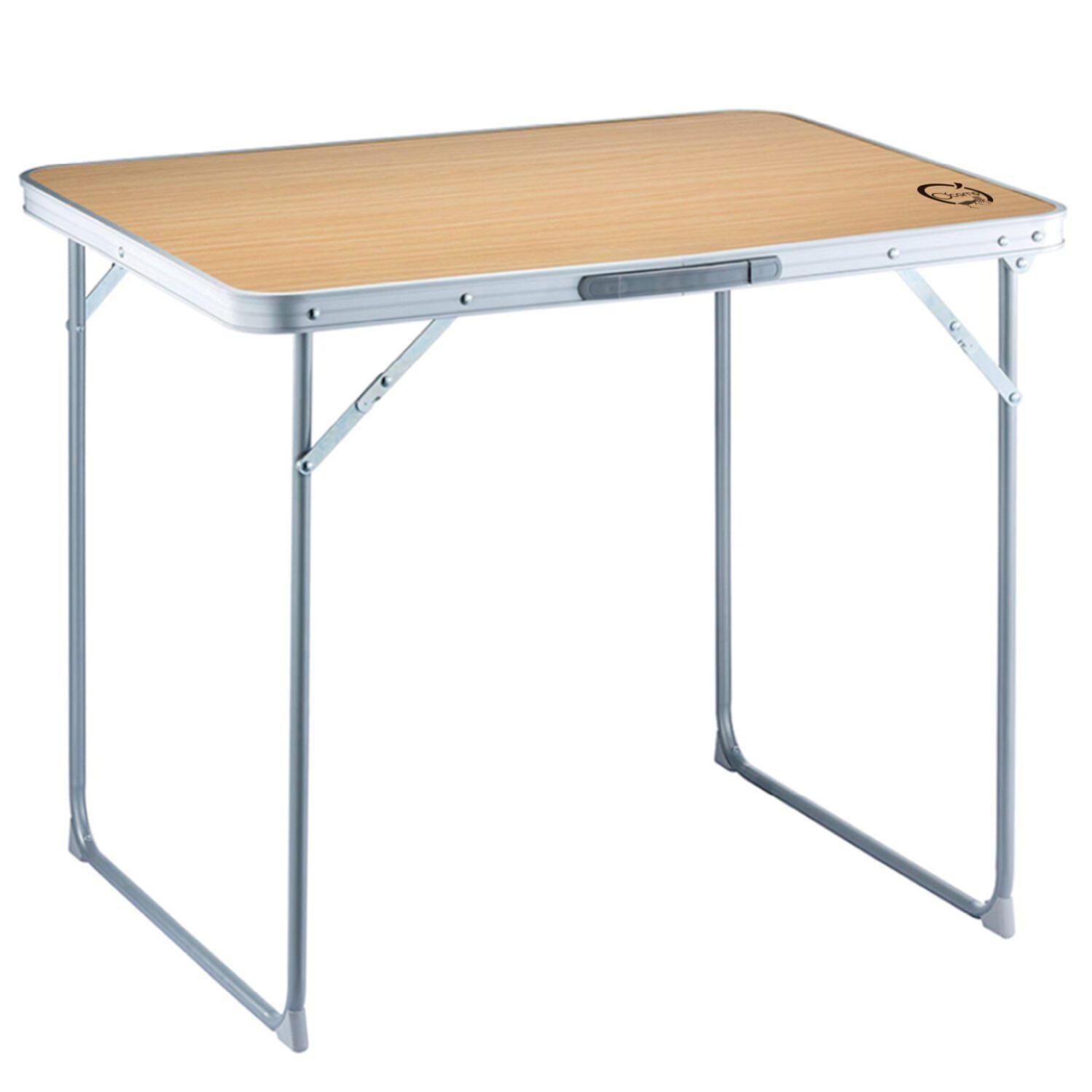 Table De Camping Jardin Pliable + Poignée De Transport Blanc/argent