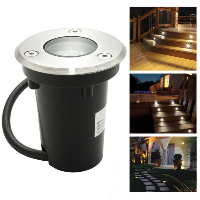 Planetitaly Mini faretto spot segnapassi LED IP67 calpestabile incasso tondo parete terra punto luce gradini scale percorsi pedonali 230V (3000K Planetitaly Mini faretto spot segnapassi LED IP67 calpestabile incasso tondo parete terra punto luce gradini scale percorsi pedonali 230V (3000K