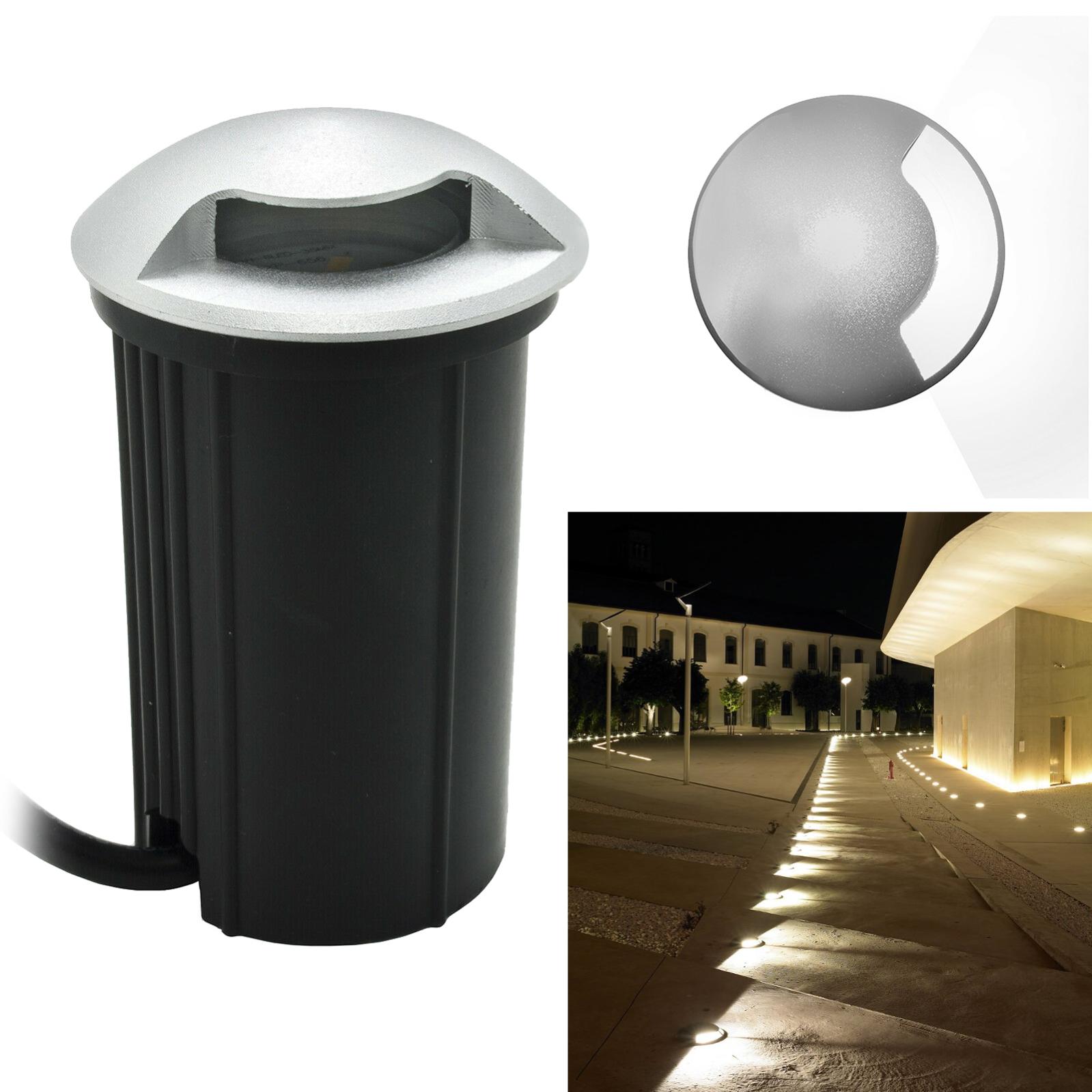 Faretto segnapassi calpestabile a led con ghiera in acciaio satinato diametro 7CM