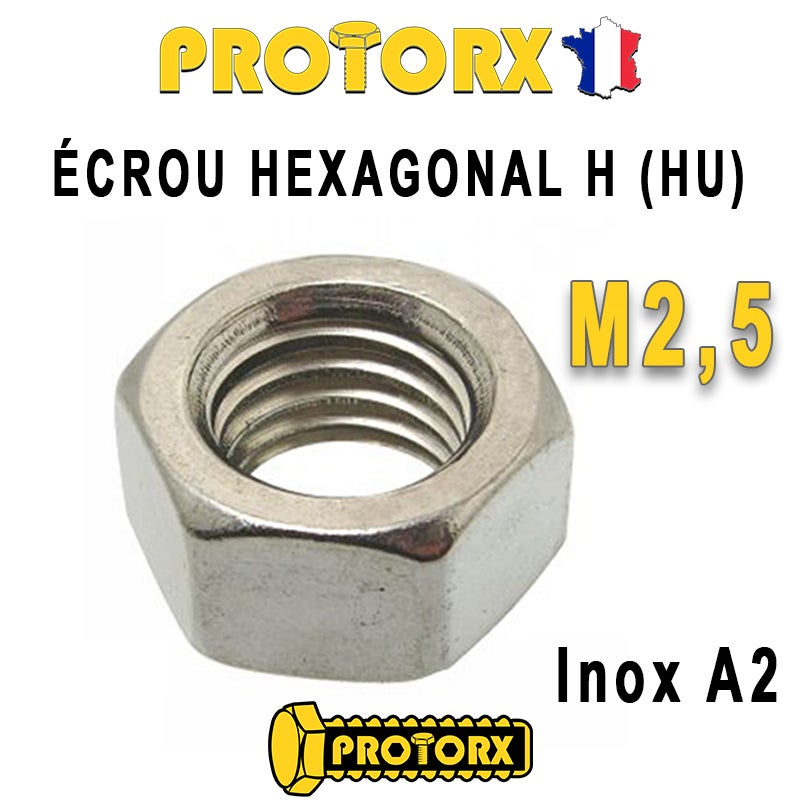 Lot de 100 écrous hexagonaux en acier inoxydable A2 DIN 934 