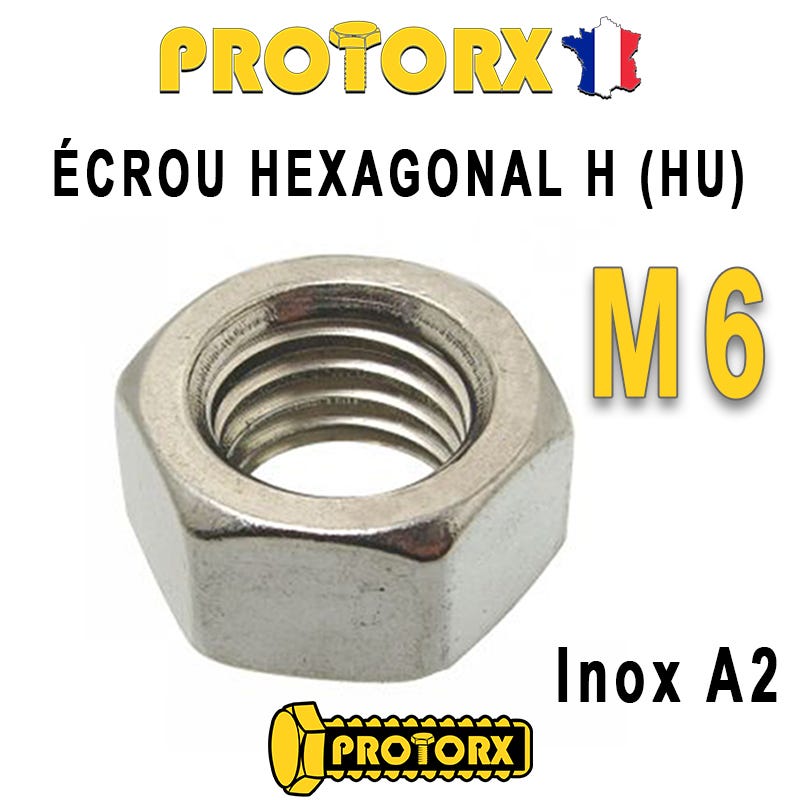 Ecrou Hu M6 Inox A2 DIN 934