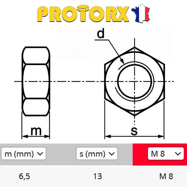 M7D - Ecrous M8 fixation réducteur (x2)