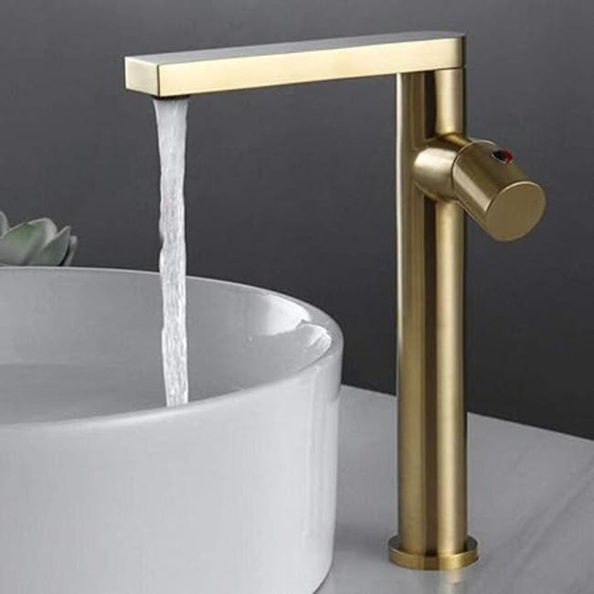 Mitigeur lavabo design tête diamant structuré doré or qualité robinet
