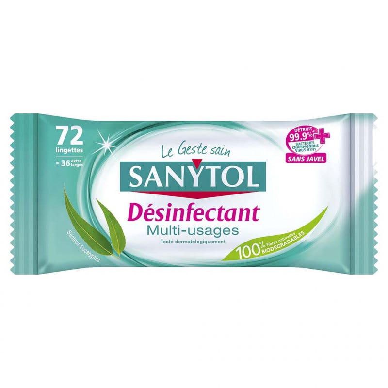 Sanytol Lingettes WC désinfectantes biodégradables (72 lingettes