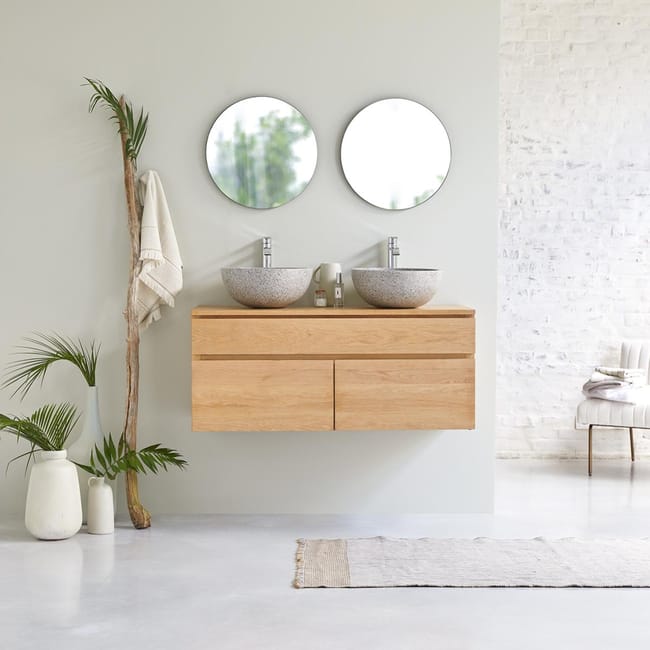 Meuble Salle De Bain En Bois Chene Massif 120 Jacob Leroy Merlin