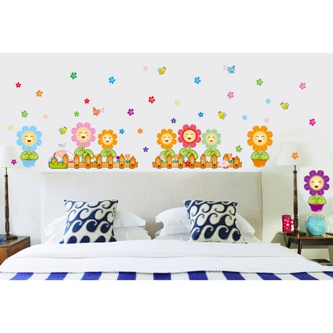 Adesivo da Parete Wall Stickers Mod. FIORI ALLEGRI Decorativo Murale per  Bambini AY7101 YELLOO