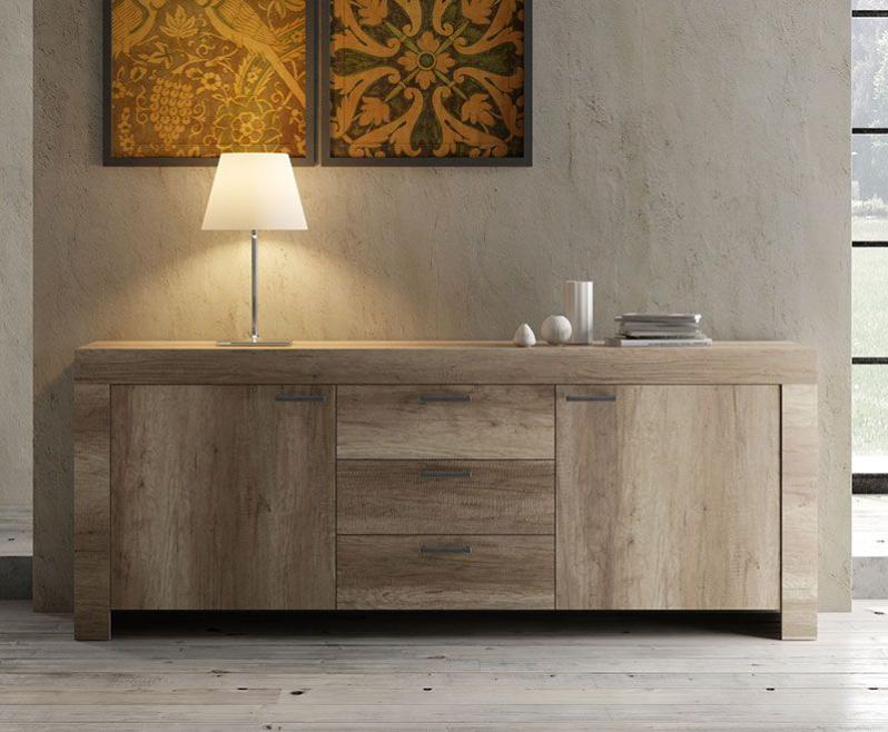 Credenza 2 ante 3 cassetti shabby chic, Zenzero Shop, Noce