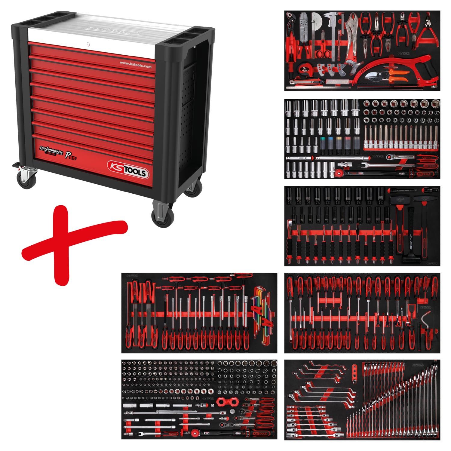 KS Tools - Servante RACING 5 tiroirs équipée de 184 outils