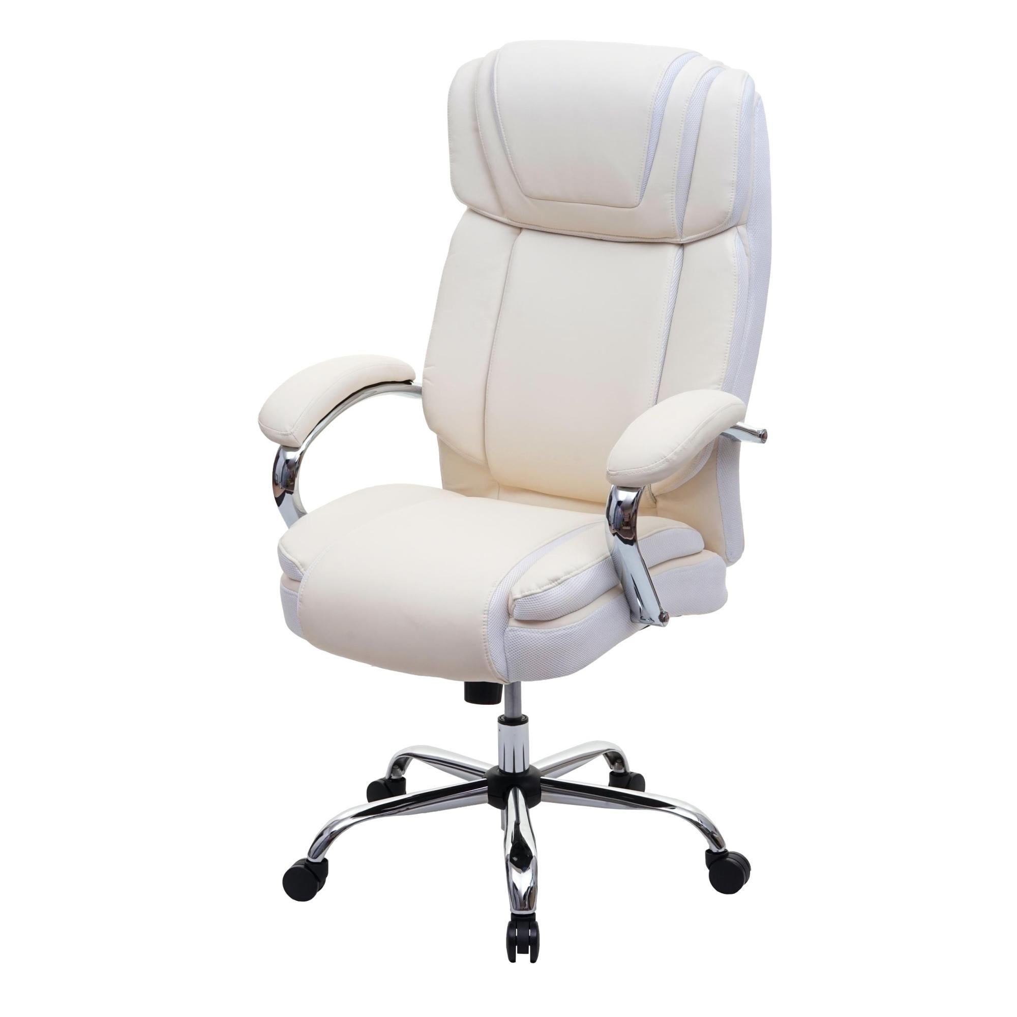 Poltrona sedia da ufficio XXL ergonomica girevole HWC-H94 ecopelle tessuto  avorio | Leroy Merlin
