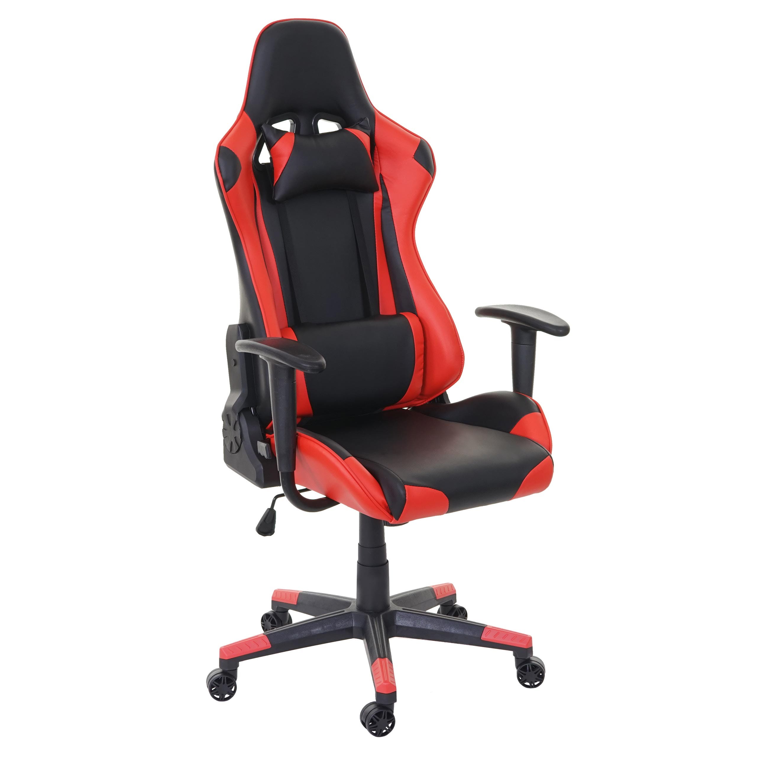 Chaise de bureau HWC-D25, fauteuil gamer, charge maximale de 150kg  similicuir ~ noir/rouge