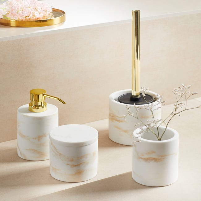 Accessoire de salle de bain Brosse WC et support, qualité supérieure, avec  poignée solide et poils durables pour le nettoyage de la salle de bain,  beige -  France