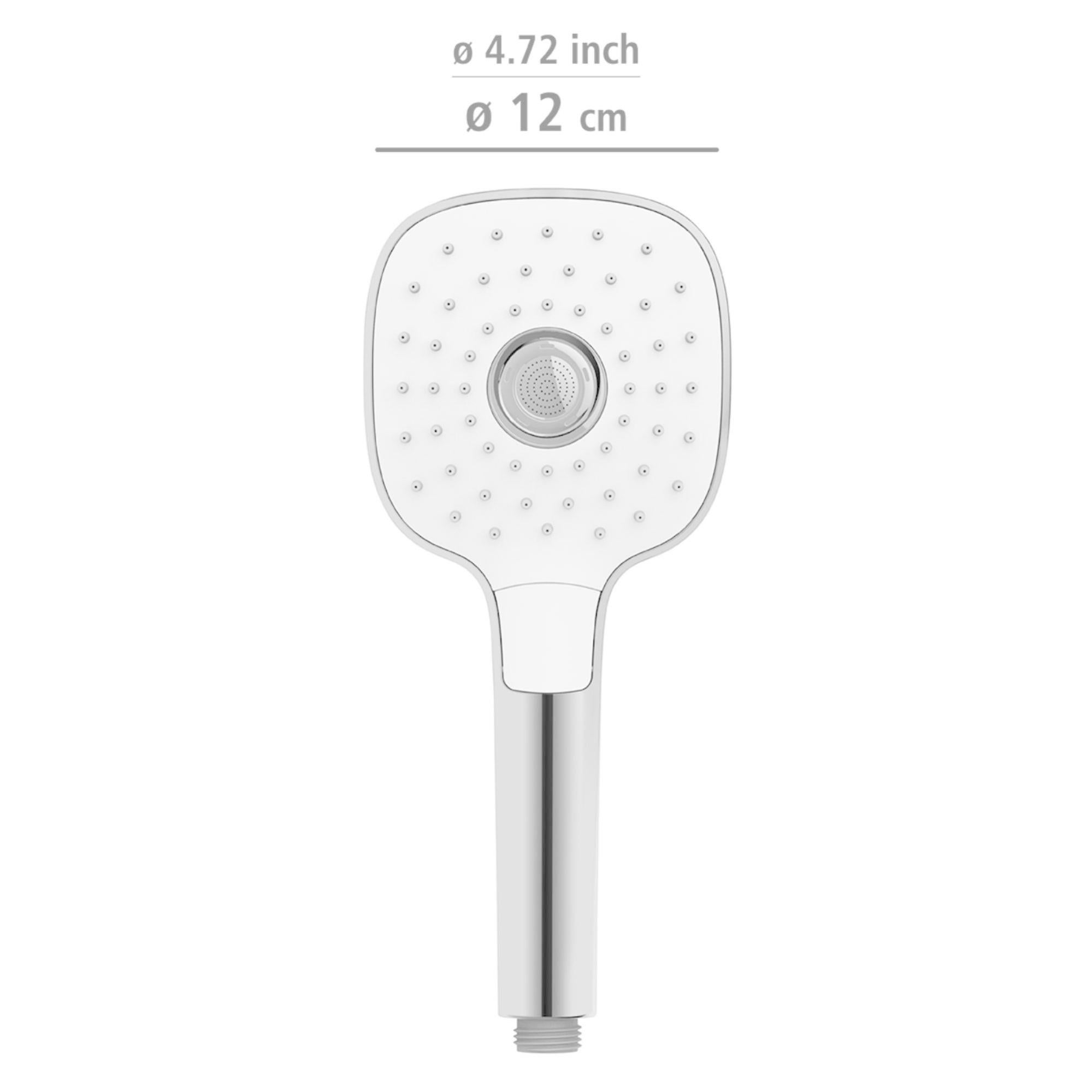 Soffione Doccia Ovale Bianco/Cromato - 35x15 Cm, Anti-Calcare, Massaggio Pioggia Rilassante