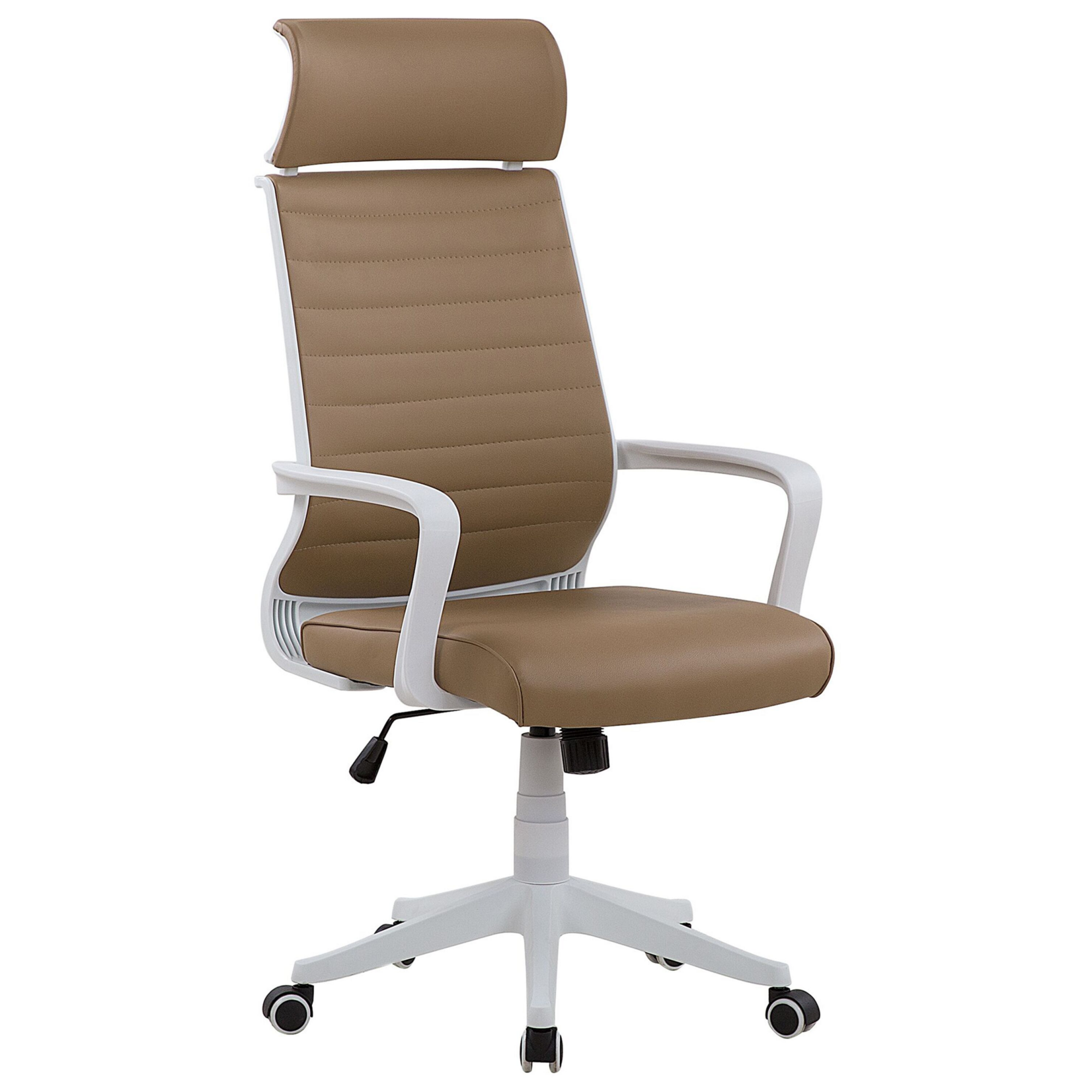 Beliani silla oficina reclinable de poliéster marrón/blanco leader