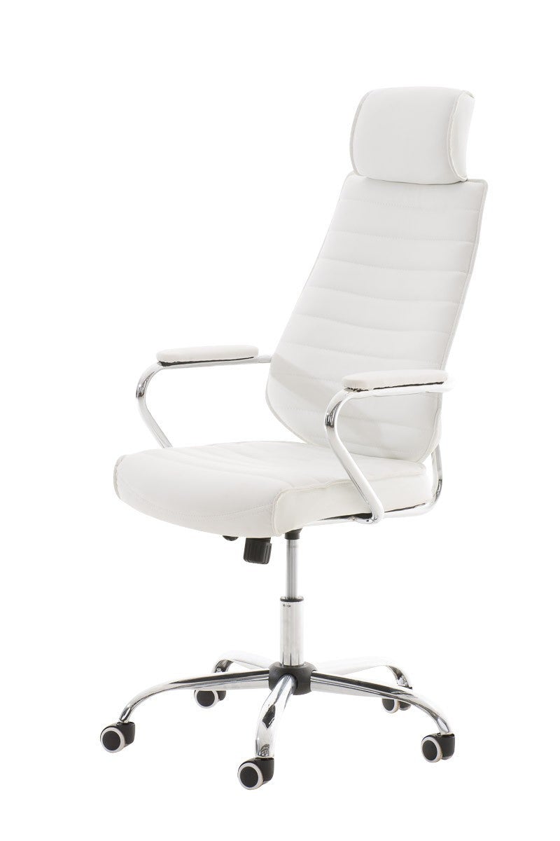 Fauteuil De Bureau à Roulettes En Synthétique Blanc Hauteur Réglable ...