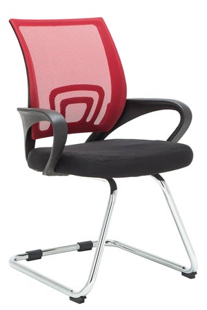 Fauteuil chaise de bureau sans roulettes en similicuir noir et bois noyer  hauteur réglable BUR10438