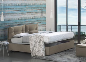 Letto piazza e mezza Deusebi, Letto contenitore con rivestimento in  tessuto, 100% Made in Italy, Apertura frontale, adatto per materasso Cm  120x190, Blu