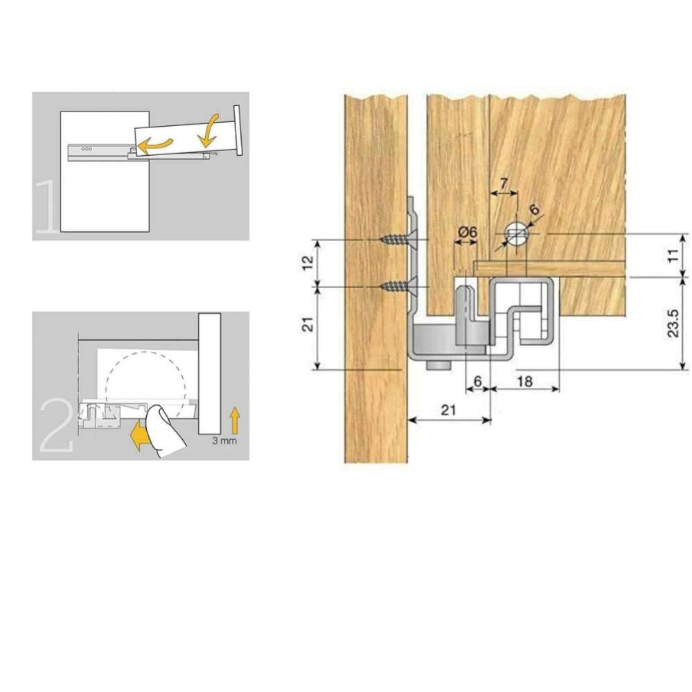 Guide Cassetto Ammortizzate EVOTRADE - Estrazione Totale, Sgancio A Clip, Regolabili 3D, Per 40kg - Foto 9