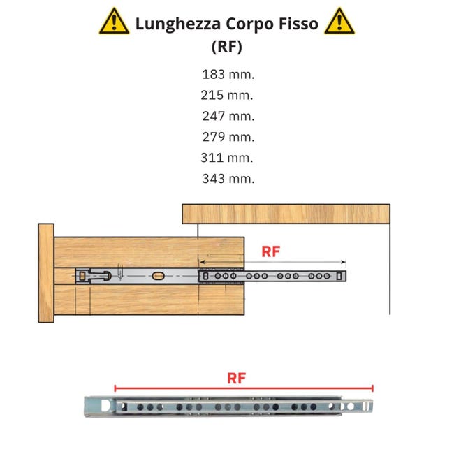 Guide Cassetto A Sfere EVOTRADE - Estrazione Totale 400mm Portata 50kg Per Mobili - Foto 6
