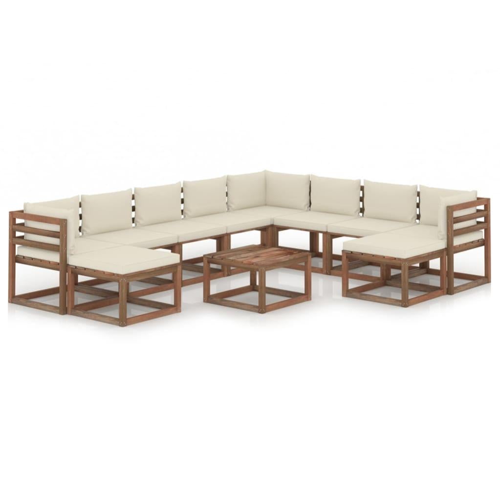 Set di divani da giardino 3 pezzi con cuscini in legno di acacia e rattan