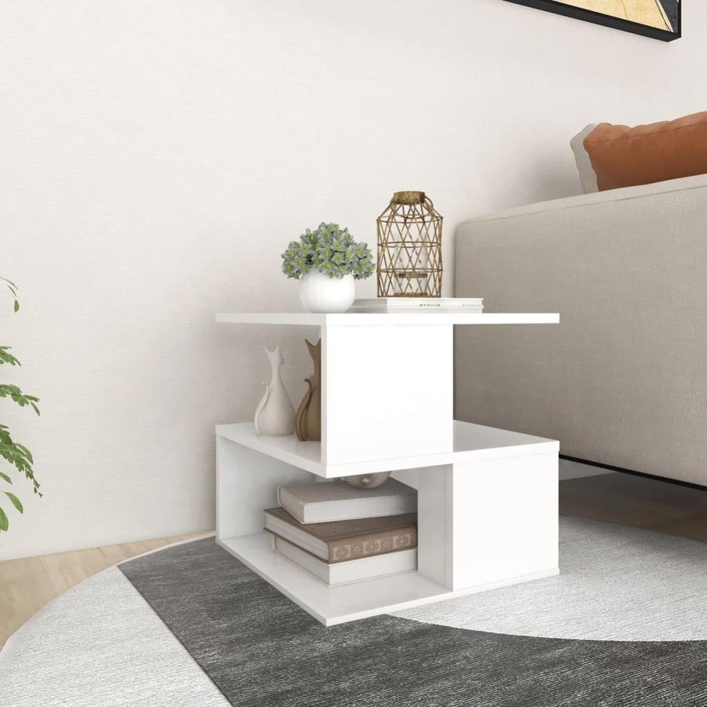 13Casa Tavolino Blaine A1 - Tavolino Cubo Moderno 40x40x40 Cm, Colore Bianco, In MDF E Legno Massello