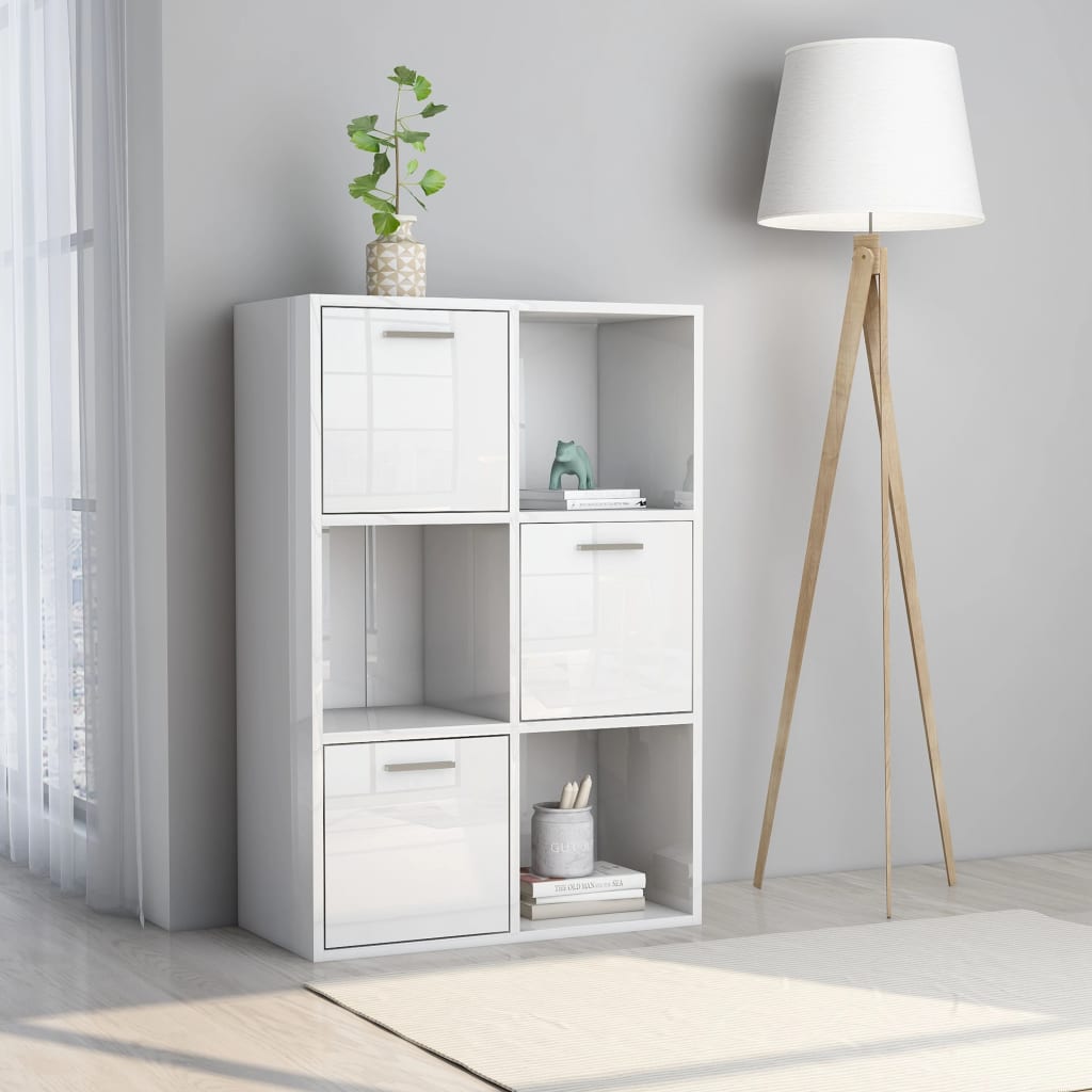 Mueble almacenaje Aglomerado blanco brillo 60x29,5x90 cm