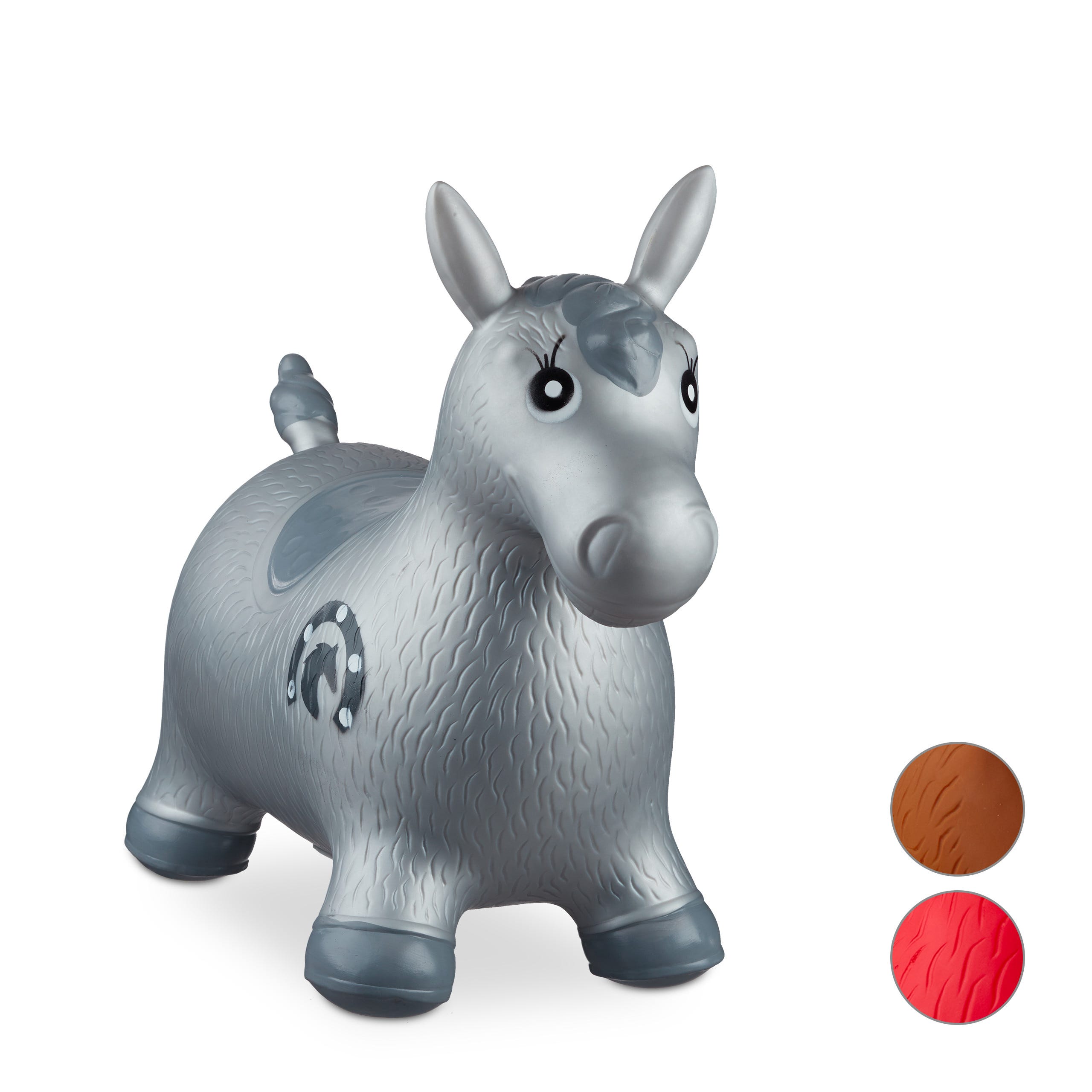 Relaxdays Cheval ballon sauteur cheval avec pompe gonflable jouet jeux  enfant animaux 50 kg sans BPA, gris