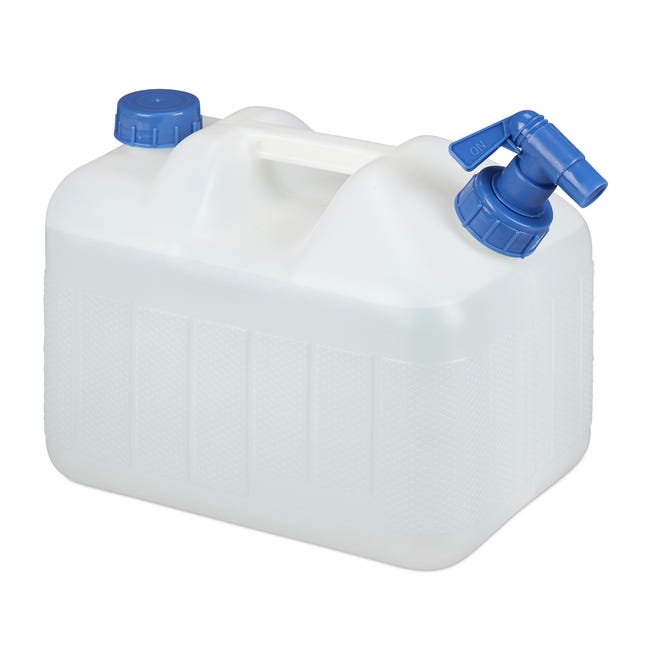 Relaxdays Jerrycan jerricane bidon d'eau réservoir 20 L robinet bouchon  sans BPA camping voiture festival, blanc
