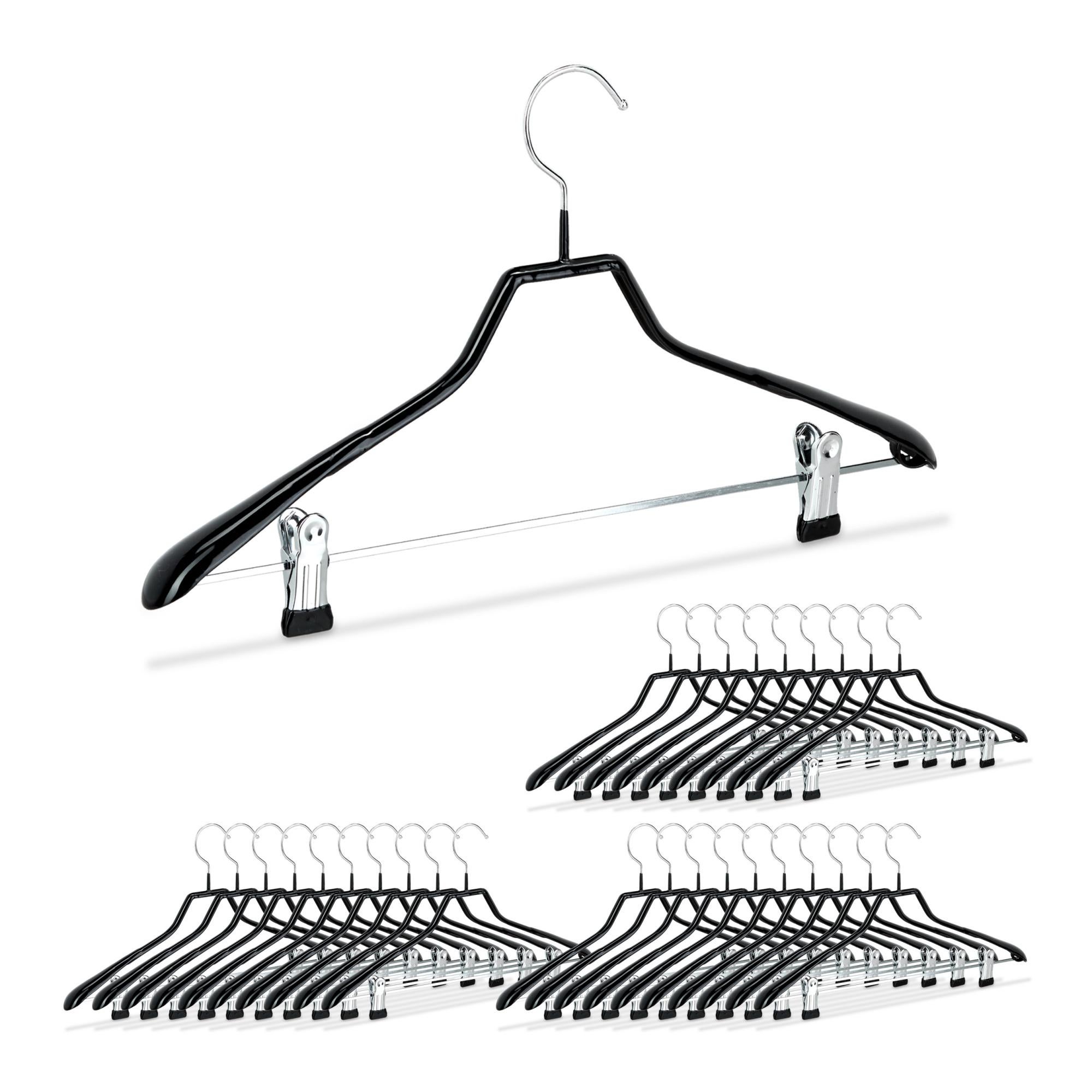 Set De 12 Cintres à Pantalons Relaxdays - Noir, Traverse Mousse Antidérapante Pour Garde-robe Organisée