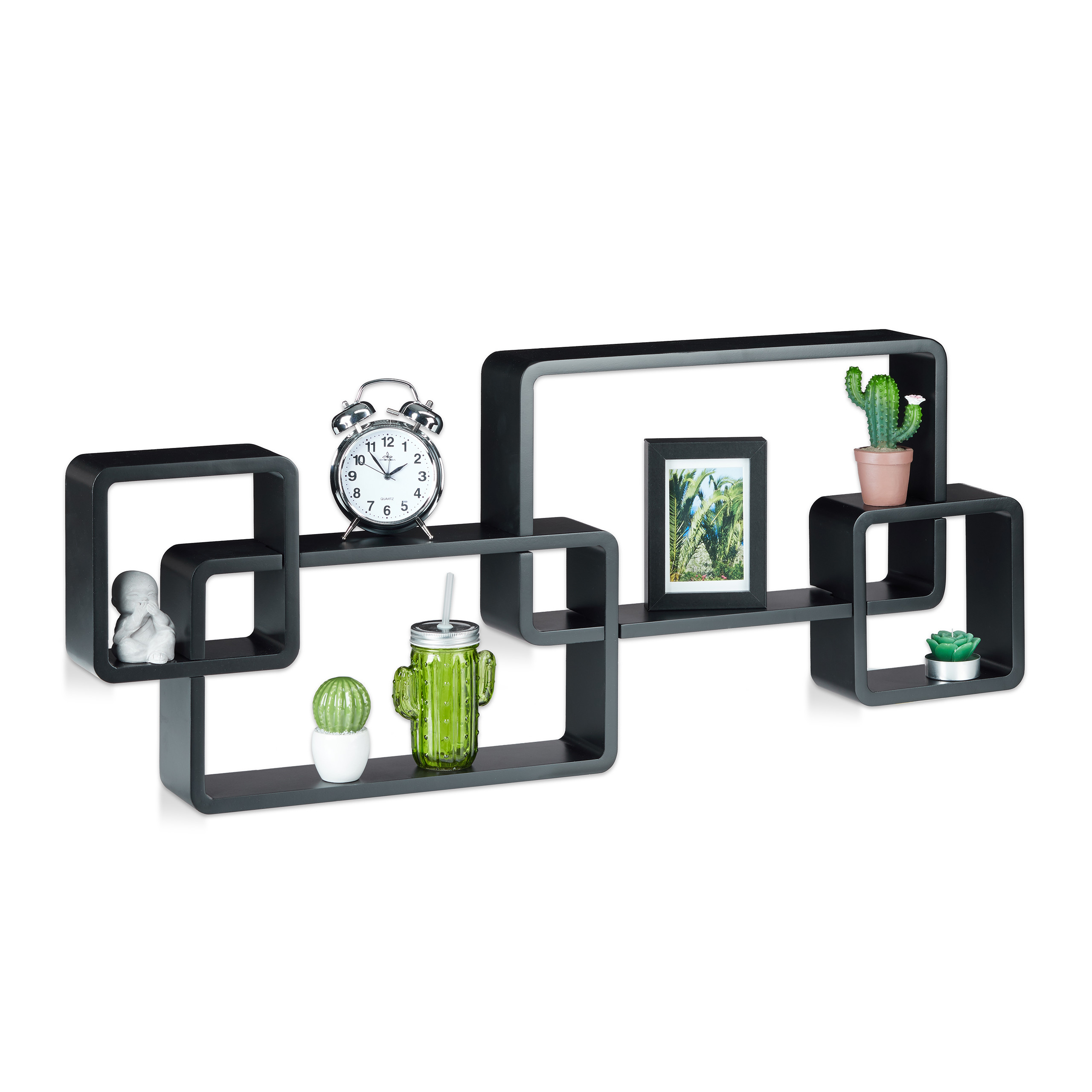 Relaxdays Mensole Da Parete Modern - Set 3 Ripiani A Cubo In Fibra Di Legno Per Decorazione - Foto 11