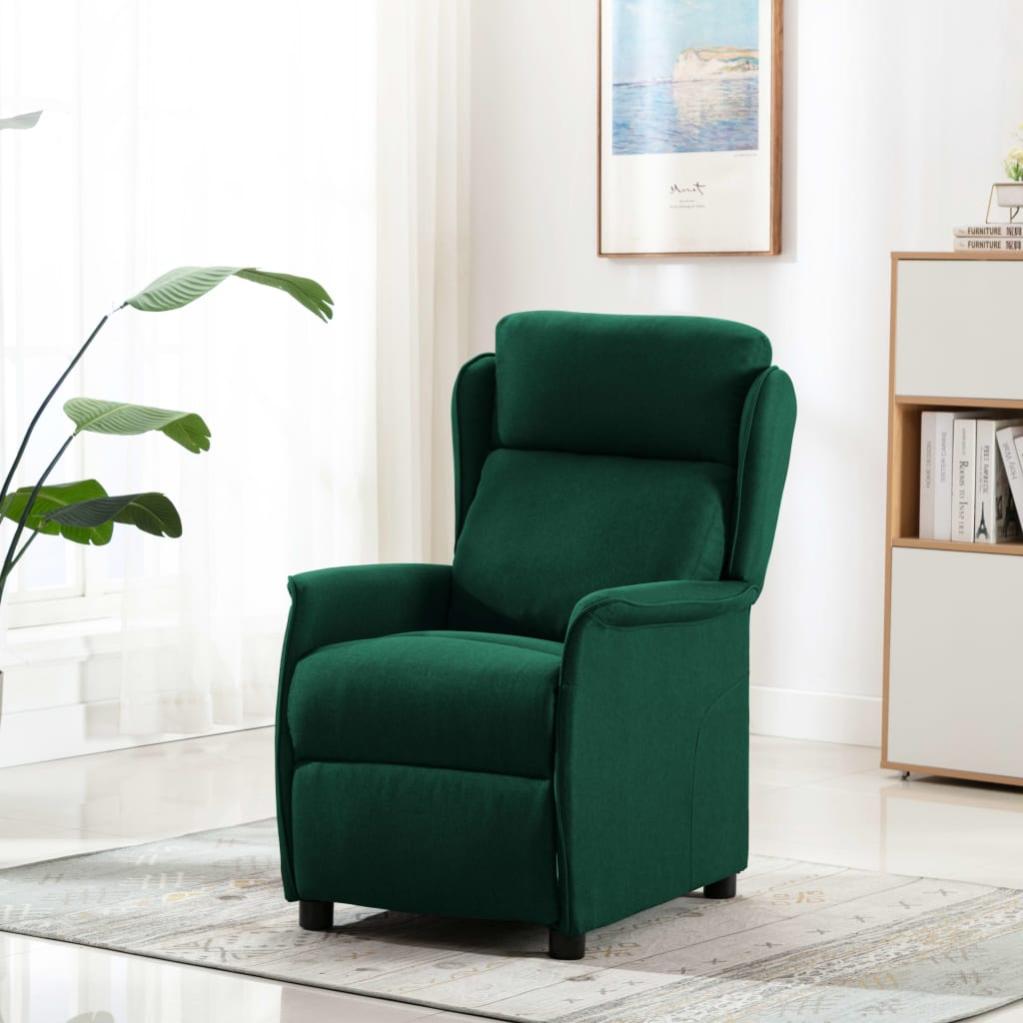 Poltrona Manuale 135 Gradi VidaXL Poltrona Reclinabile In Tessuto 75 X 92,5 X 100 Cm Verde Scuro 373468 Poltrona Relax