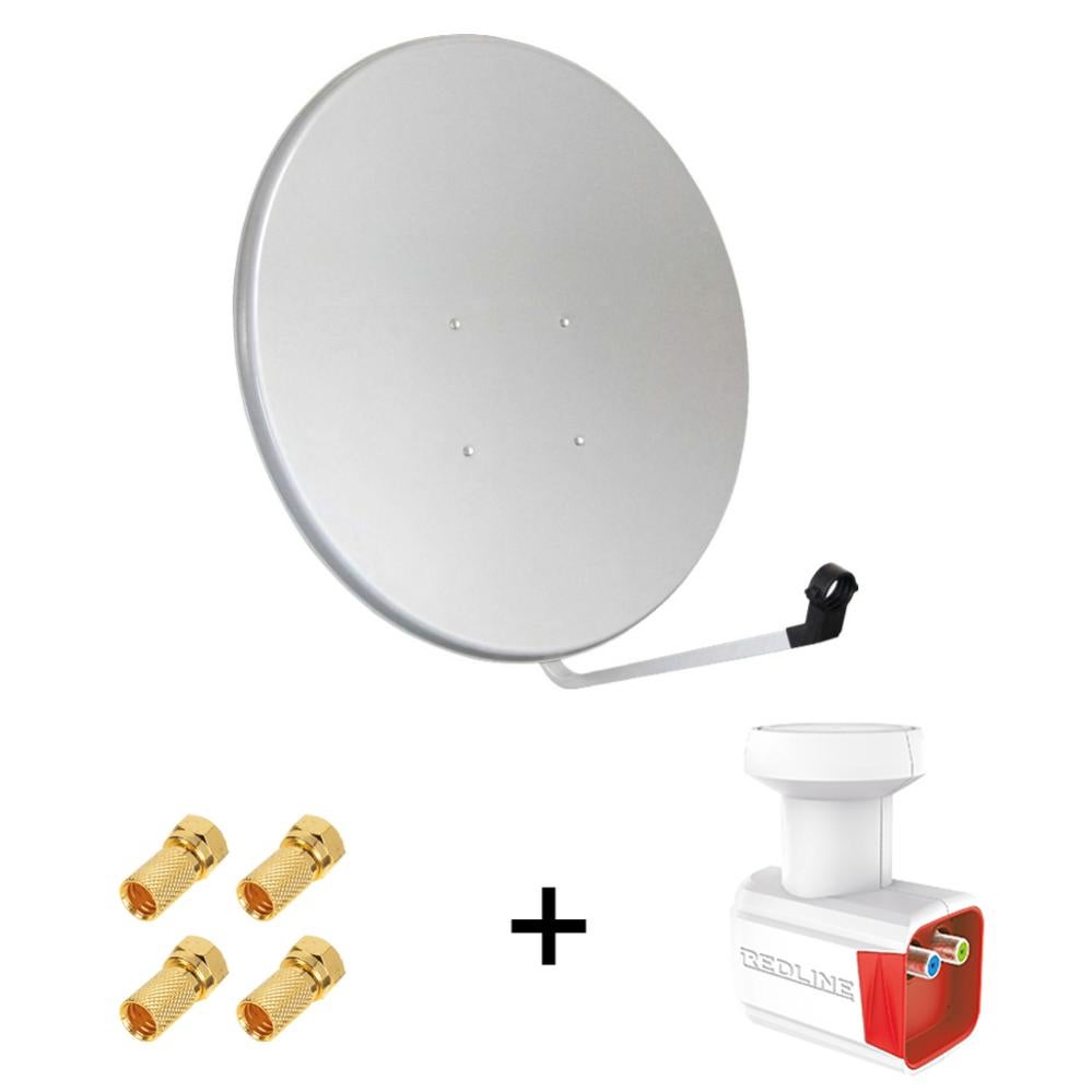 Kit Antenne Parabole 100 cm Acier Support de Chevron Fixation Toit 1m LNB Twin HD 4K Câble Coax 25m Twin 4 Fiches F Or