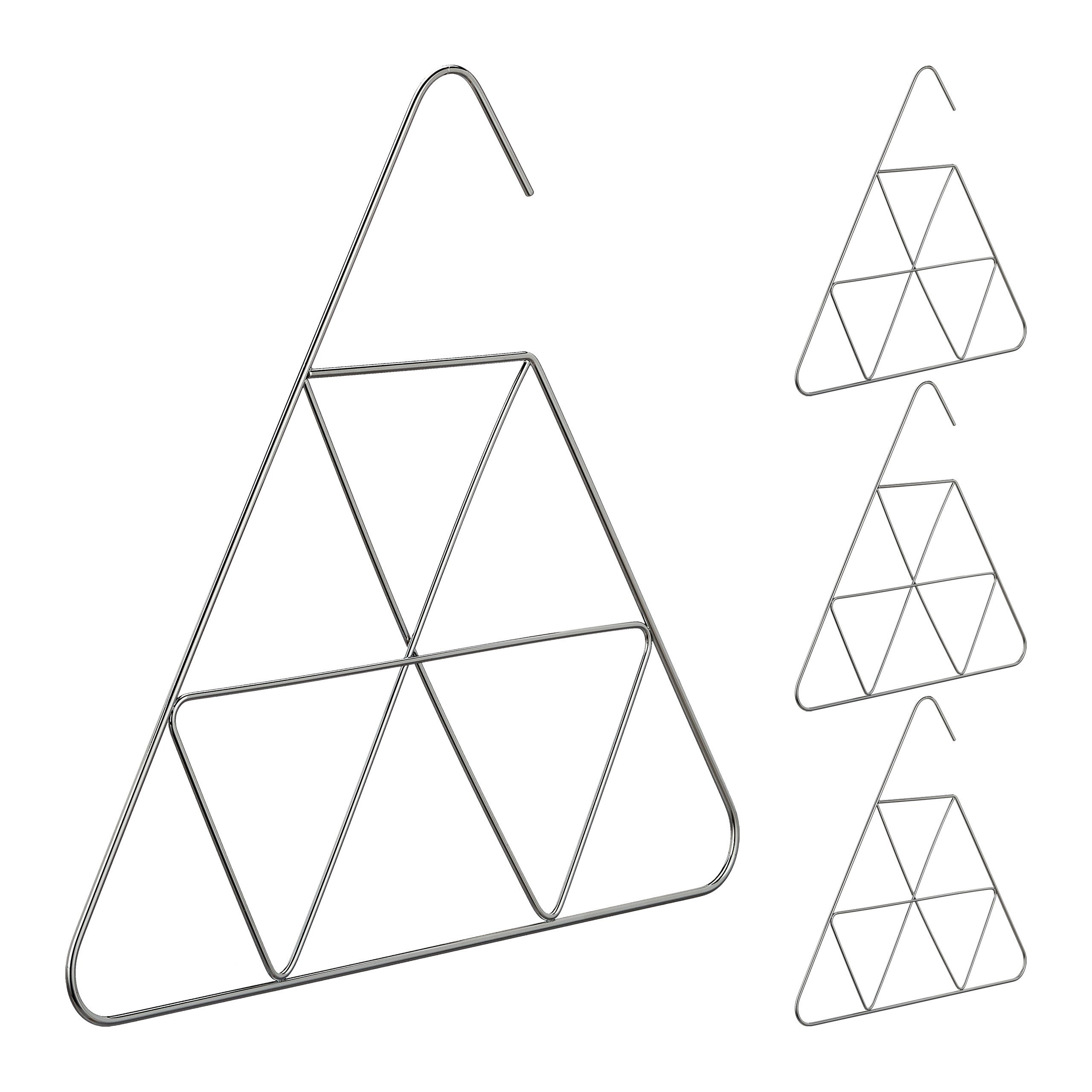 3 mm di Spessore Triangolare Scialli Foulard e Accessori 33,50 x 36,00 x 0,30cm Argento in Metallo Relaxdays Gruccia per Sciarpe 