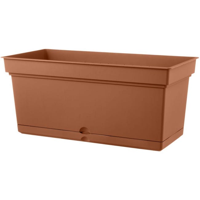 Vaso Rettangolare Per Piante E Bonsai In Plastica Marrone - 42 Cm, Fioriera Per Interni/Esterni, Pollice Verde