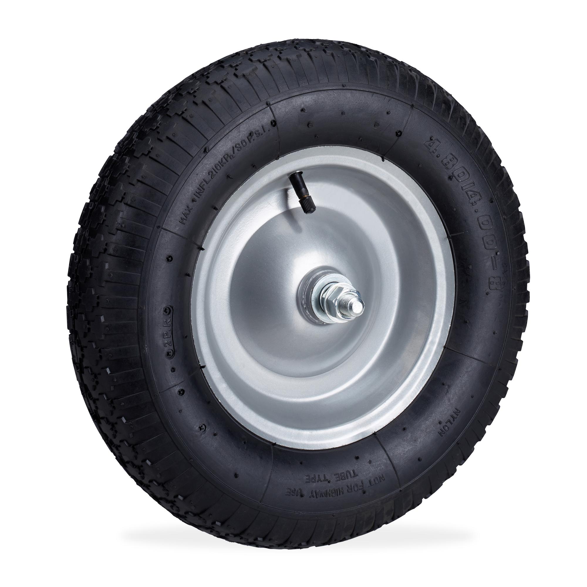 Relaxdays Ruota Carriola 3.50-8, in Gomma Piena con Asse Fisso e Cerchione in Acciaio, Antipanne, 120 kg, Nero Rosso | Leroy Merlin