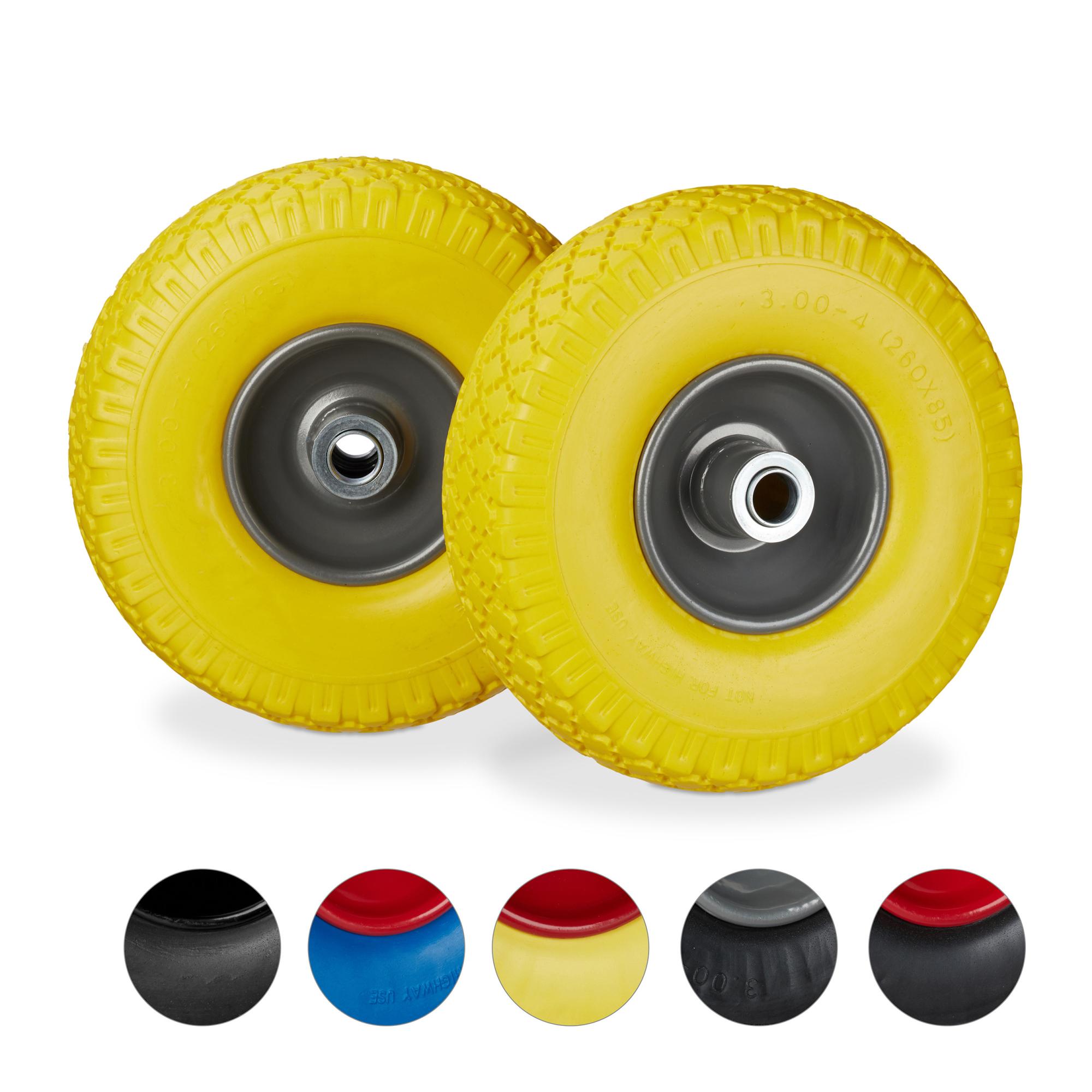 Lot De 2 Roues De Brouette Increvables - 260x85 Mm - Pour Axe 20 Mm - Charge 100 Kg
