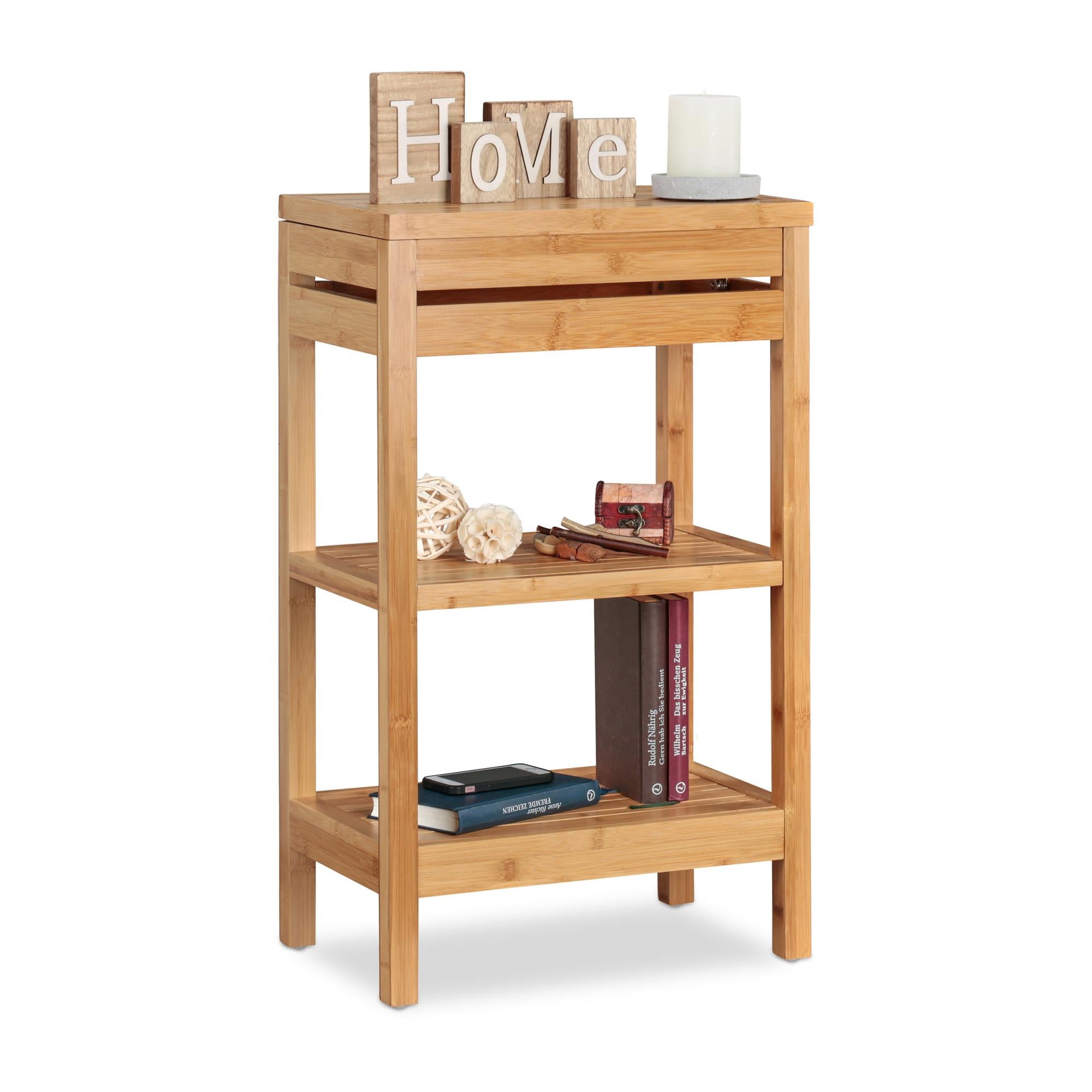 Scaffale Da Bagno Relaxdays A 3 Ripiani In Bambù – 70x40x30 Cm, Autoportante, Naturale, Resistente All'umidità, Carico 8 Kg Per Ripiano