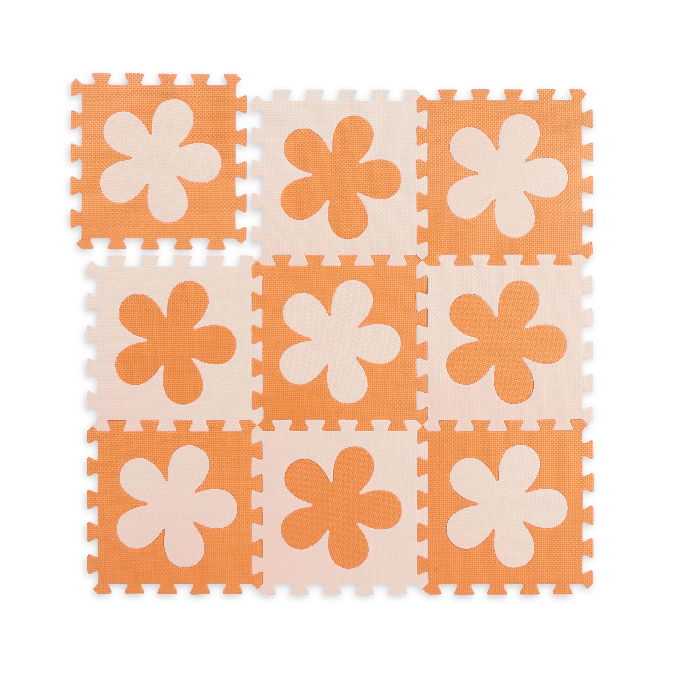 Relaxdays Tapis puzzle fleurs, 9 pièces enfants bébés, mousse EVA, sans  polluants, surface 91,5 x 91,5 cm, orange-beige