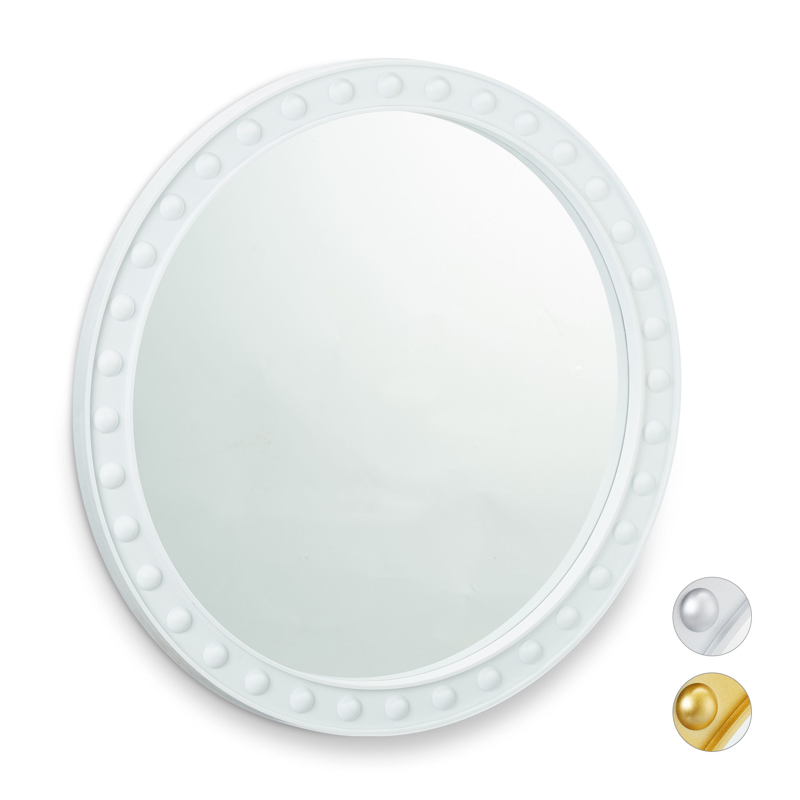 Relaxdays Specchio Parete Rotondo, Specchio da Appendere, Specchio Vintage  Bagno, Camera ∅50,5cm ca.,Cornice,bianco