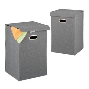 2x Corbeille à linge gris avec pieds pliables 38 litres 60x40x58cm panier à  linge plastique poignées de transport linge lessive - Cdiscount Maison