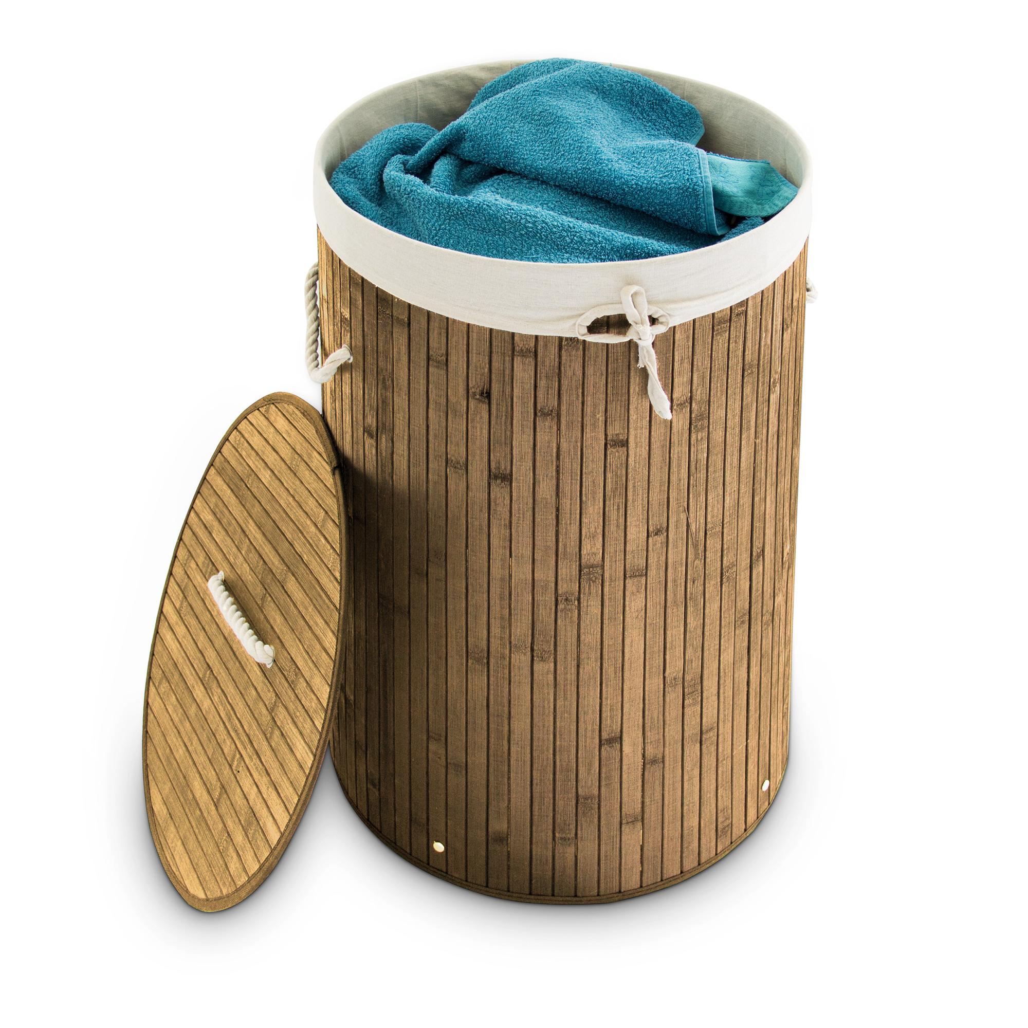 Grande Cesto Per Biancheria Pieghevole – Rotondo Con Coulisse – 43 Litri – Blu 18 Pollici – Per Camera E Bagno
