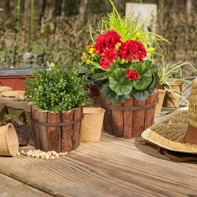 QTÉ 10 pots de fleurs en bois, différentes tailles, pots de jardin