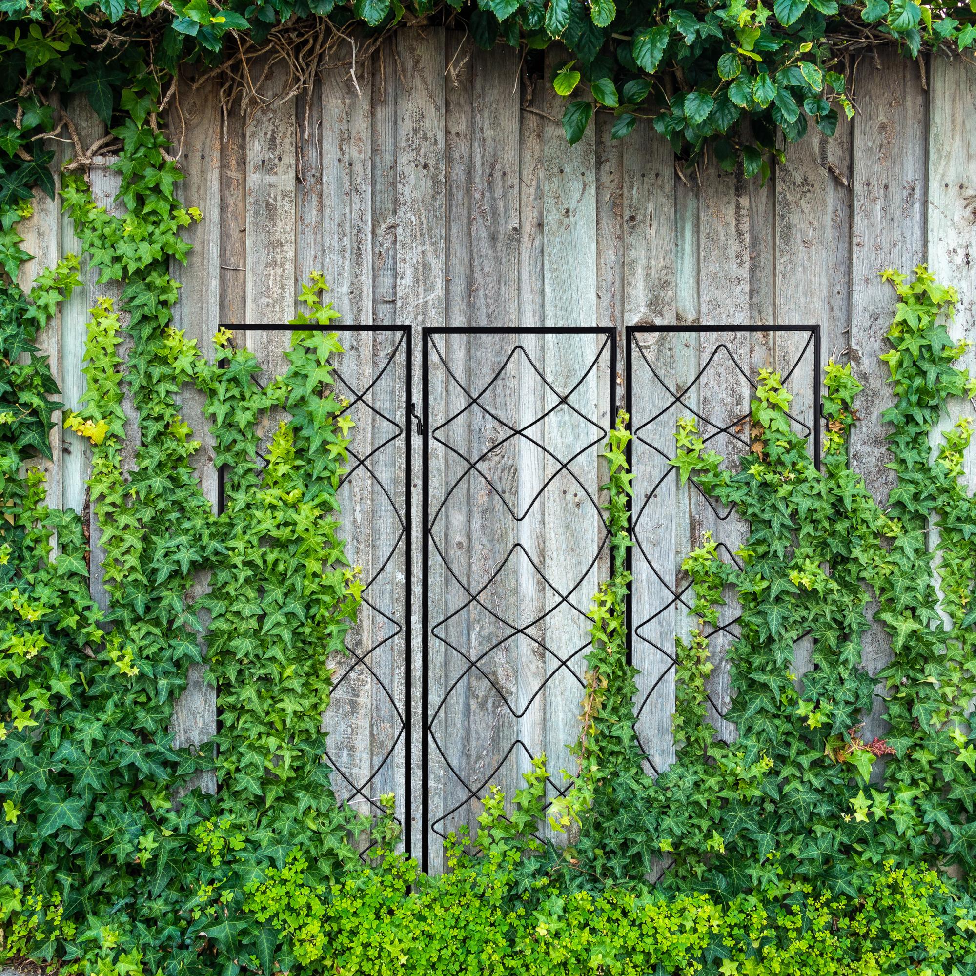 Treillis Jardin Métal Lot De 3 - 122x31cm, Noir, Pour Plantes Grimpantes (Lierre, Rosiers...)