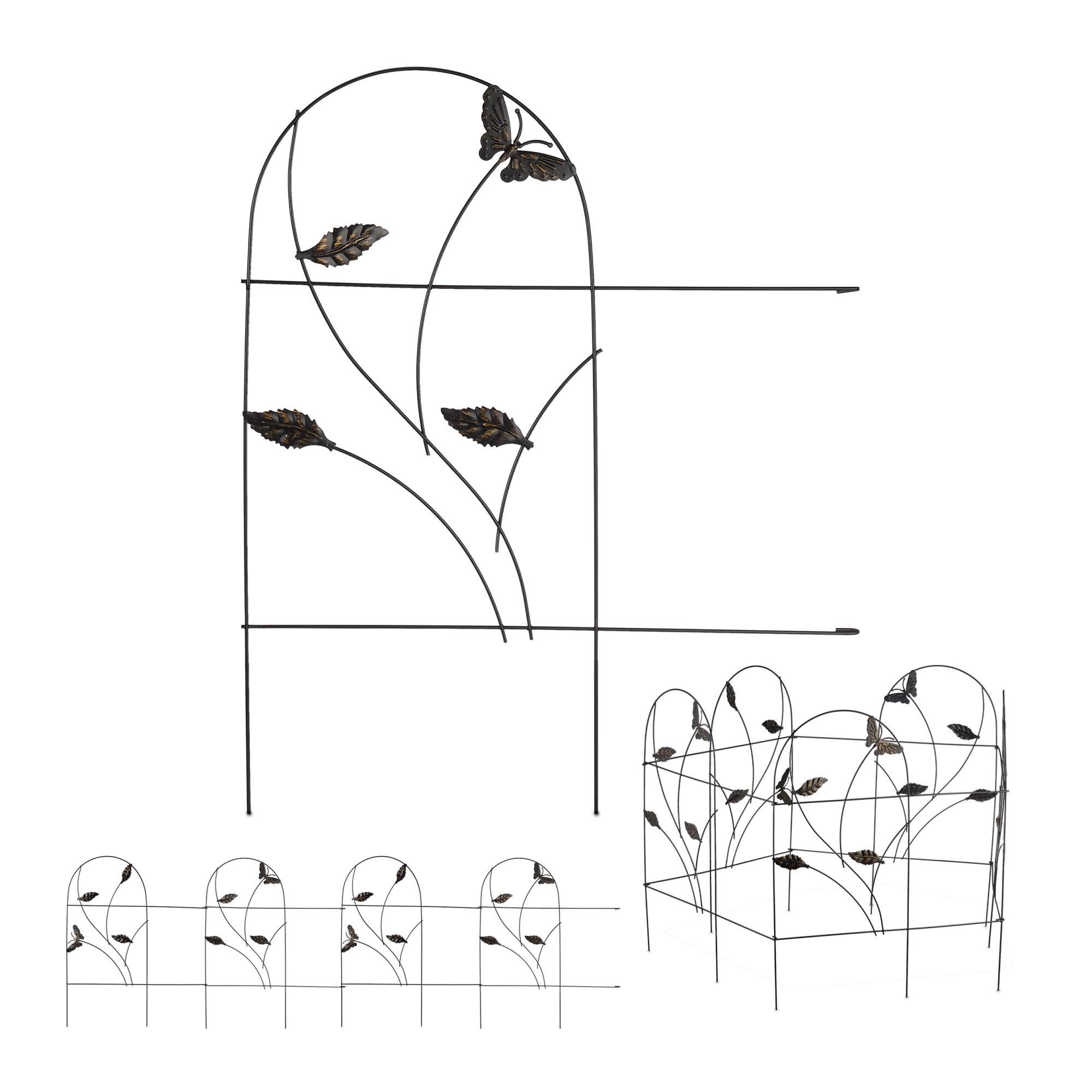 Recinzione Da Giardino Metallica 10 Pezzi – Decorativa Con Arco, H60cm X L33cm Cad, Per Aiuole E Orti, Totali 3.3m