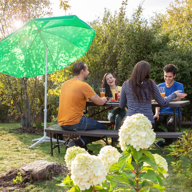Relaxdays Pied de parasol, Porte parasol, manche 25-32 mm, Socle trépied,  jardin, terrasse, HxLxP 55 x 67 x 67 cm, blanc