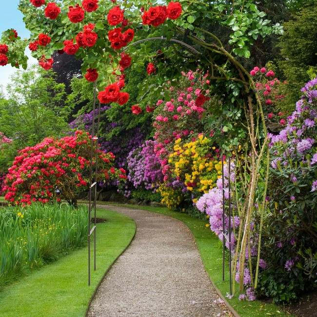 Giantex arche de jardin 255cm pour plantes grimpantes en métal arceau à  rosiers flèches d'inspiration gothique décoration pour fête - Conforama
