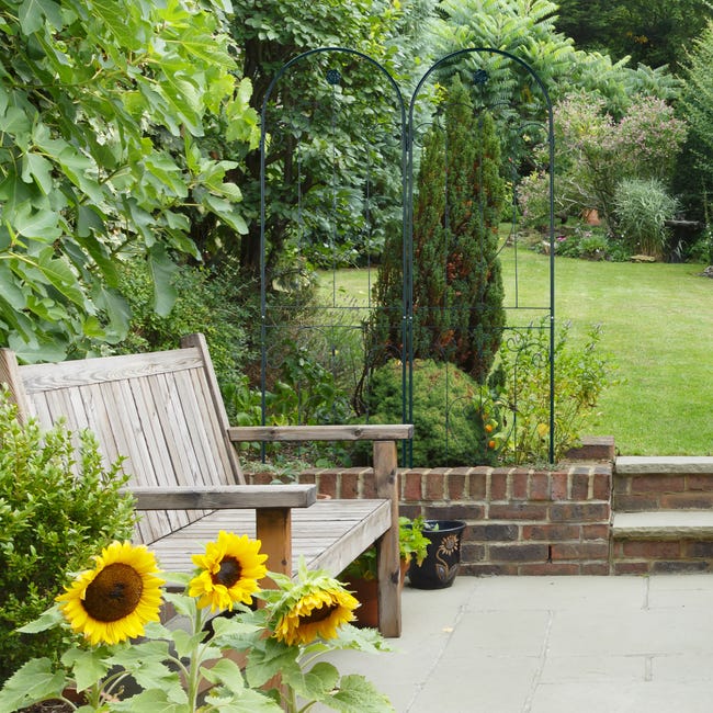 Relaxdays Treillis jardin fer set de 2 clôture plante grimpante grille  fleurs arceau rosier 180 x 50 cm A, vert foncé